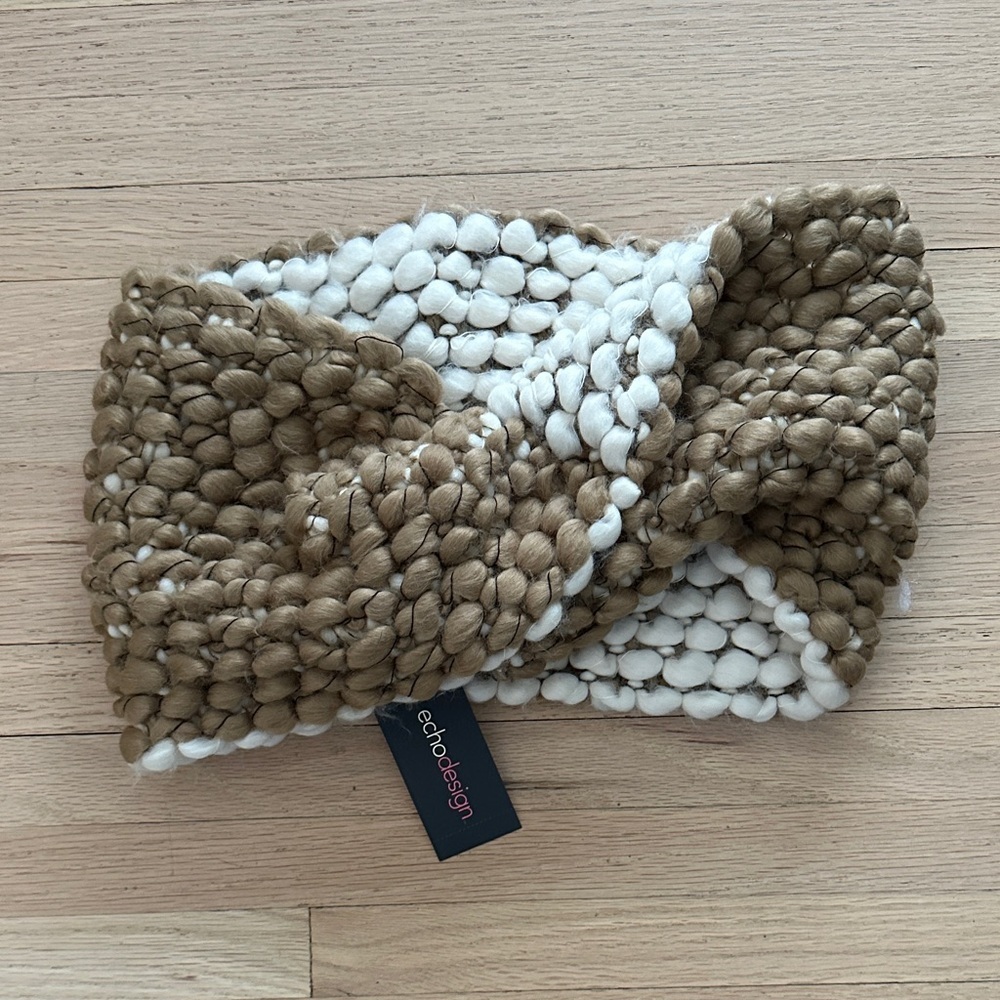 Echo Design Tan and Cream Knit Circle Scarf